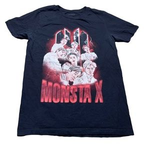 Monsta X Beautiful World Tour Starship Entertainment T-Shirt Black Cotton Sz S